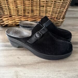 Mephisto Black Suede Leather Clog Mule Sandals Women’s EU 39 (Fits Like 7.5)